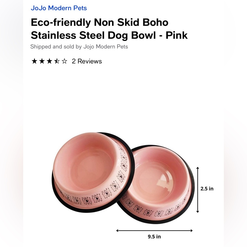 Pink dog food bowl